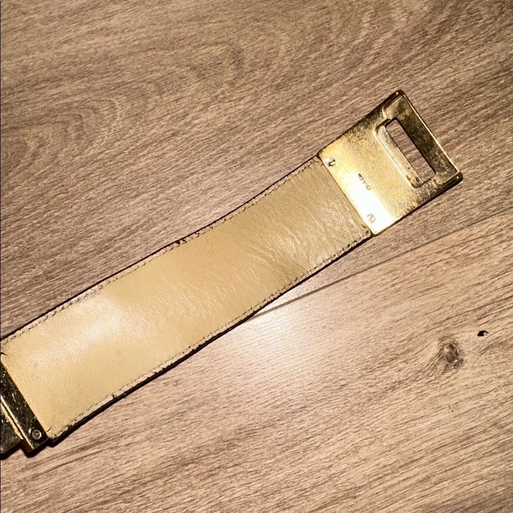 Salvatore Ferragamo Vintage Black and Gold Cuff Bracelet